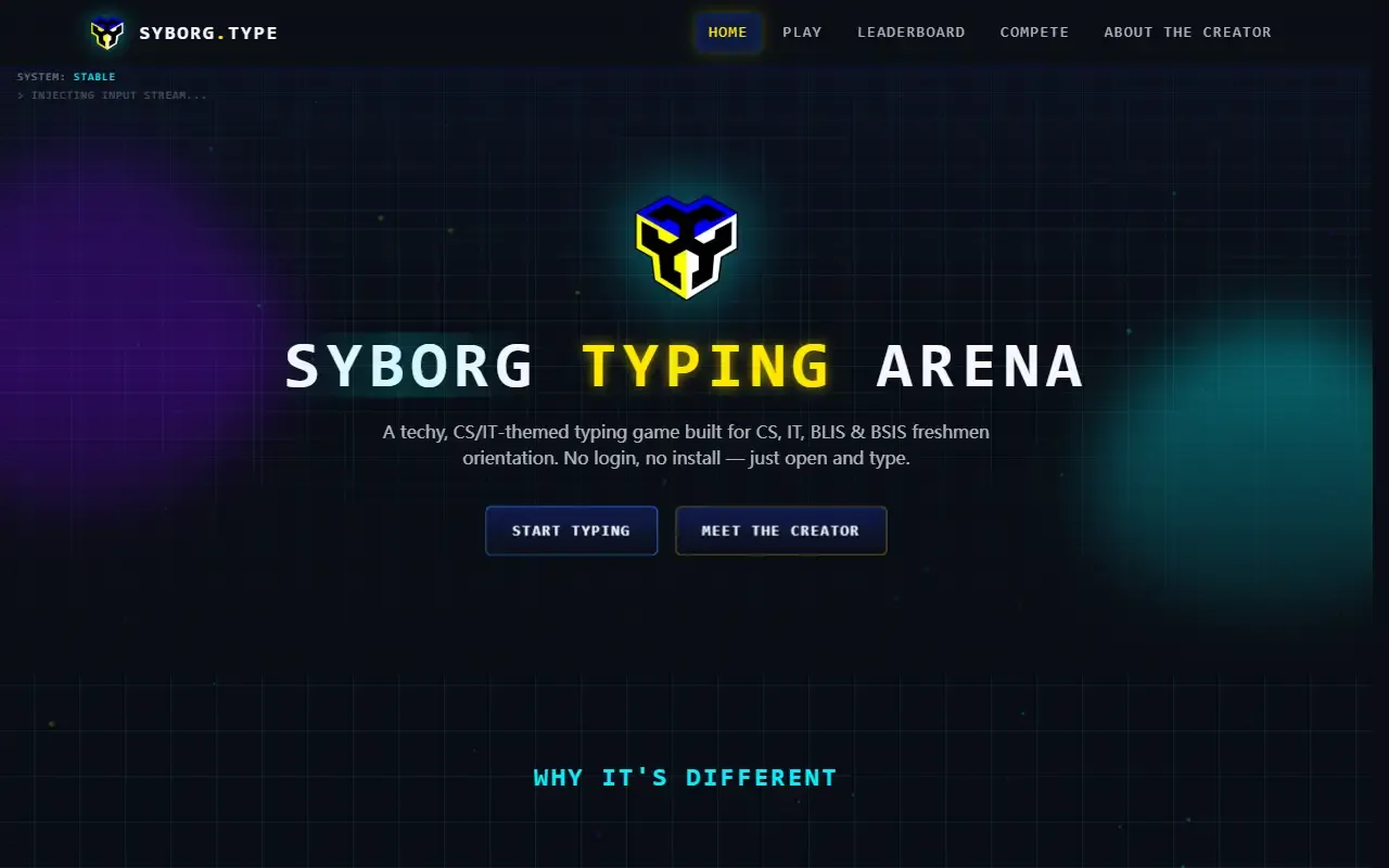 syborg typing arena · 桌面端首页