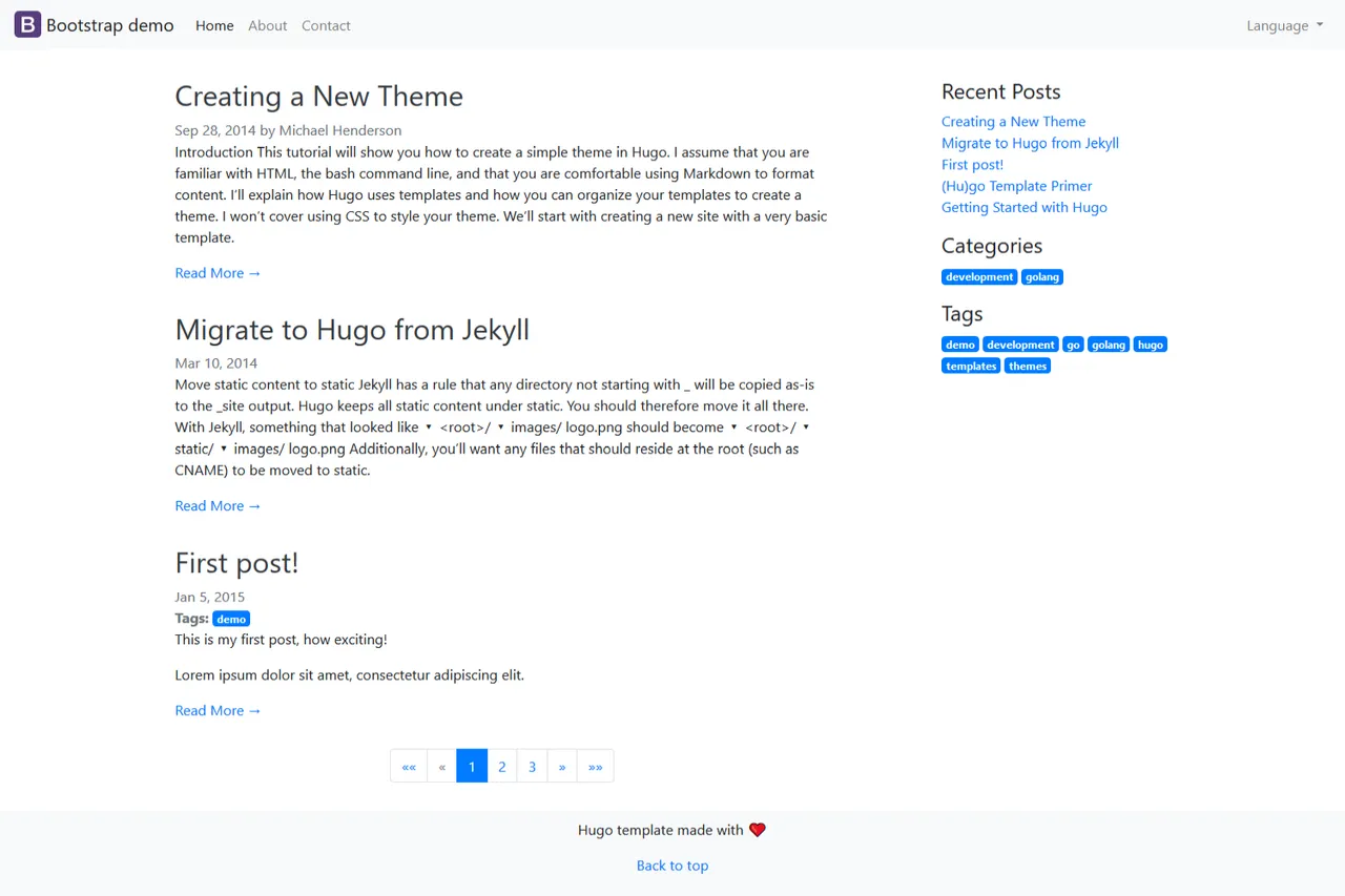 hugo-bootstrap · 博客首页