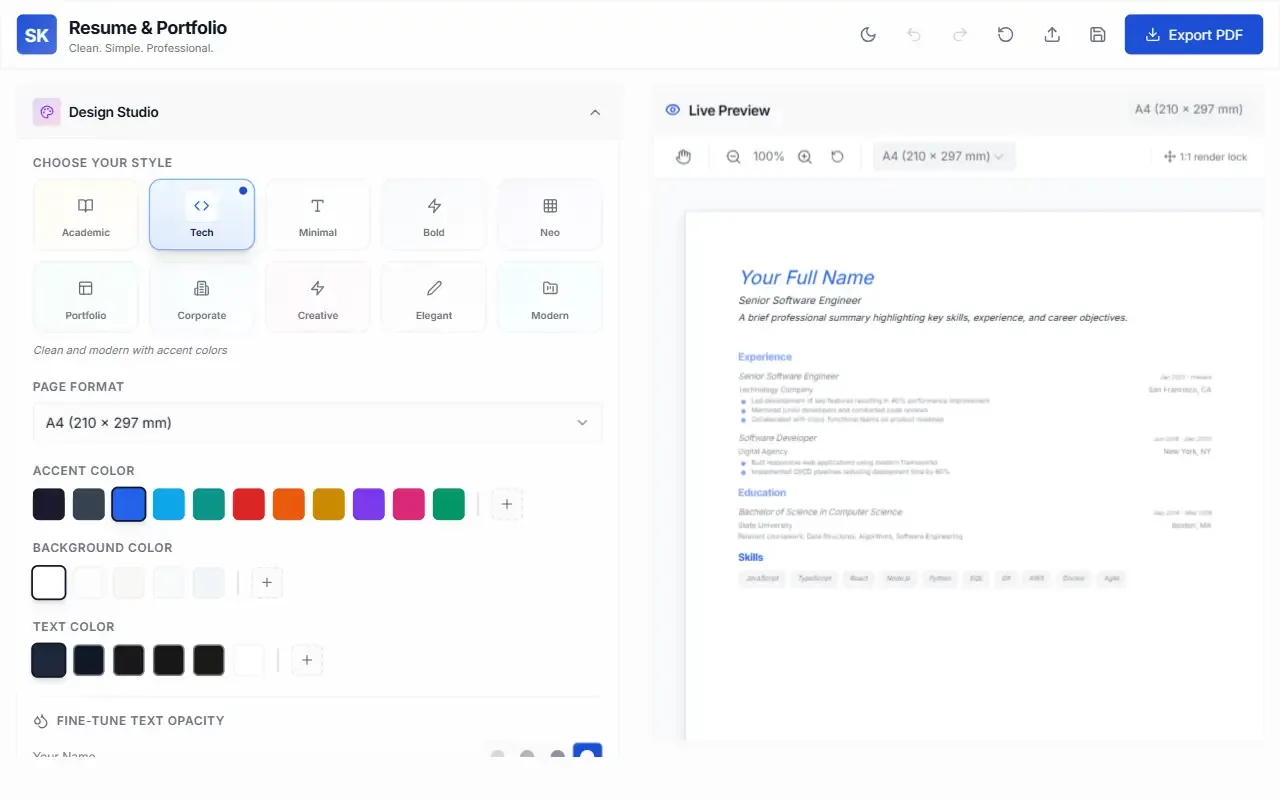 resume builder · 桌面端首页