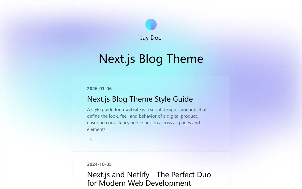 nextjs-blog-theme · 桌面端首页