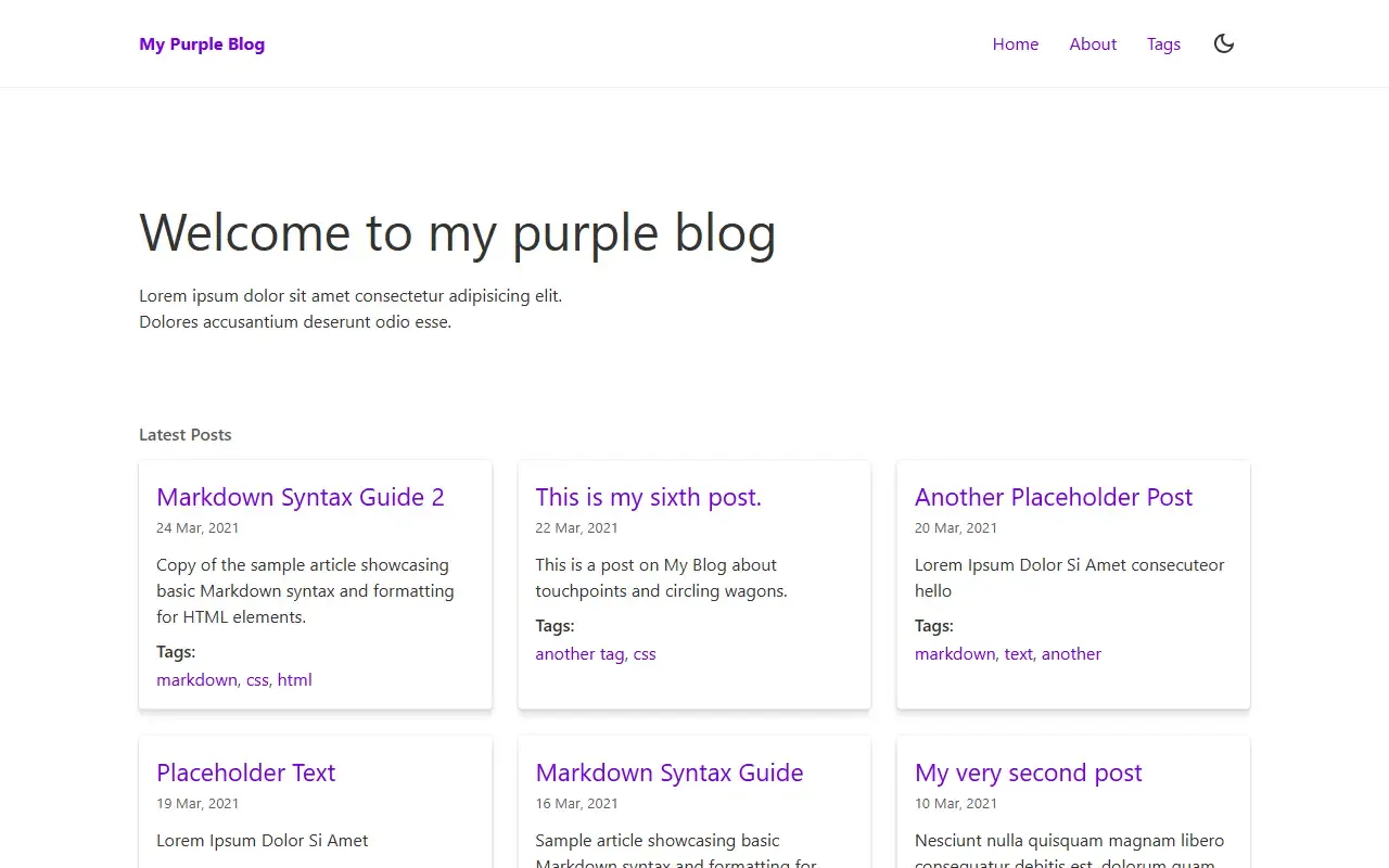 eleventy-stylus-blog-theme · 桌面端首页