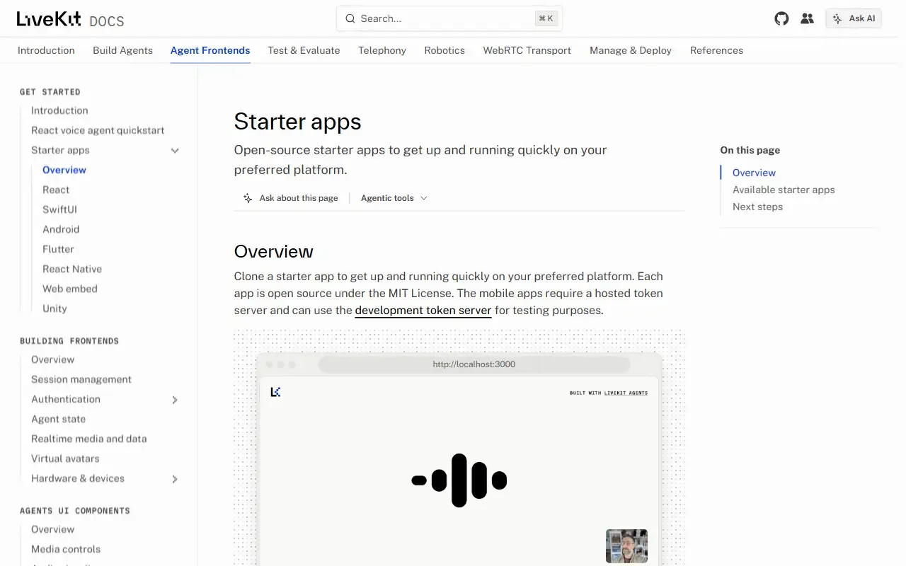 agent-starter-react · 桌面端首页