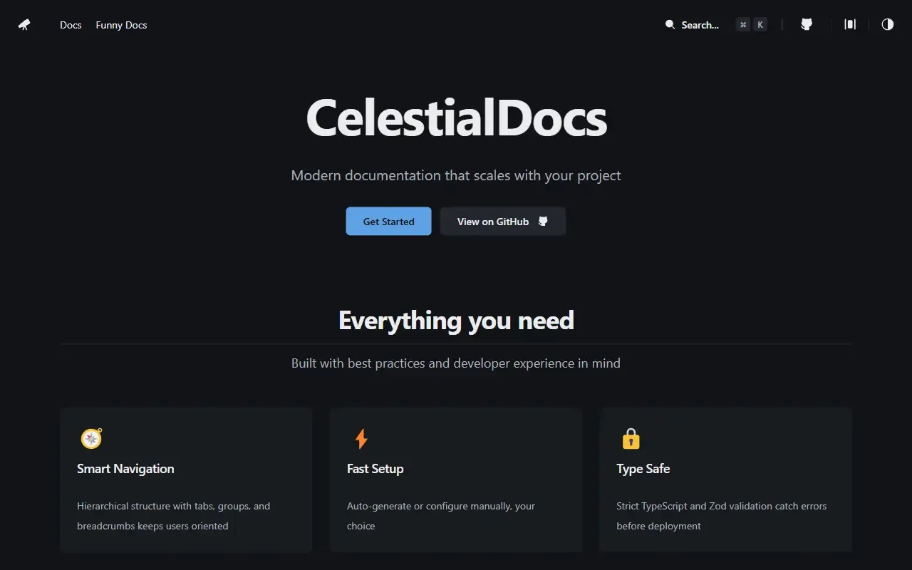 CelestialDocs · 桌面端首页