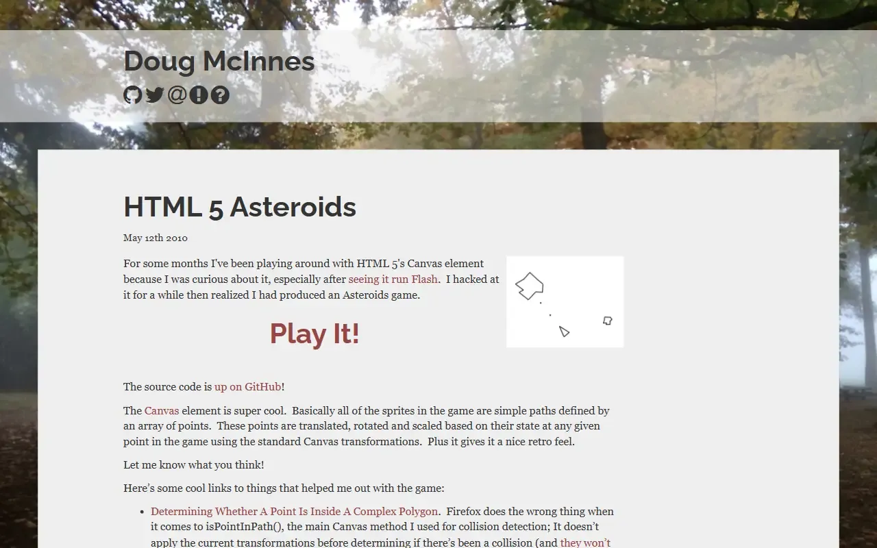HTML5 Asteroids · 桌面端首页