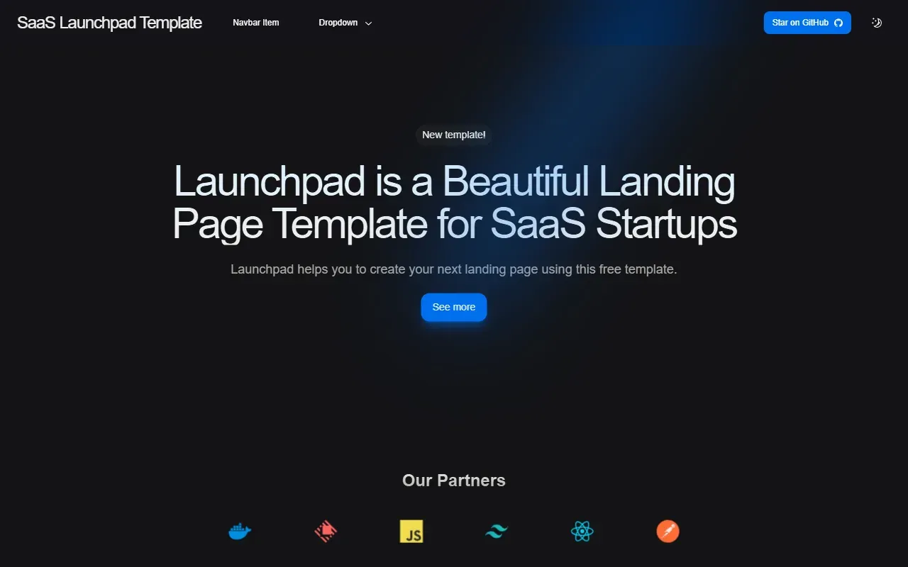 saas-launchpad-landingpage · 桌面端首页