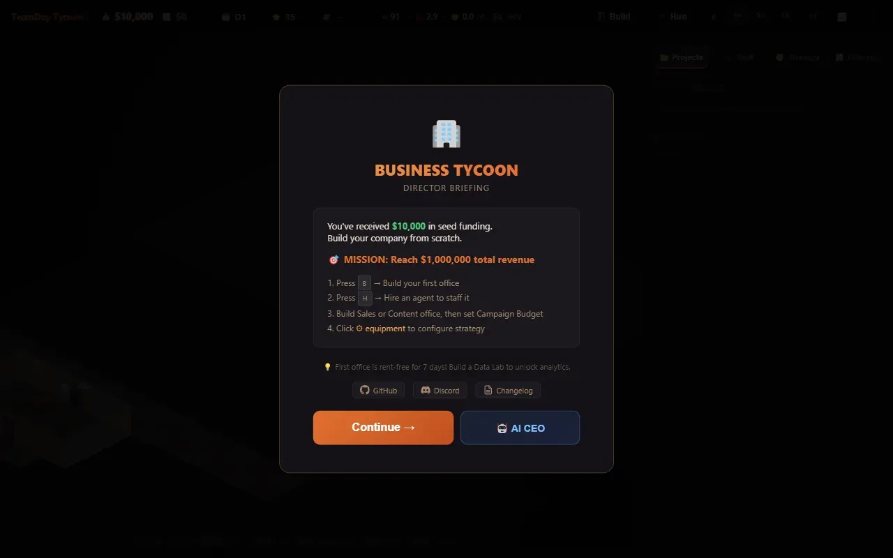 business tycoon · 桌面端首页