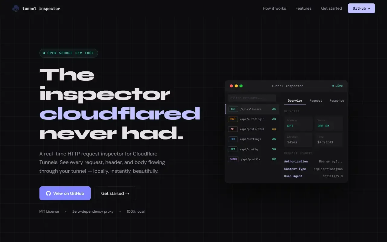 cloudflare-tunnel-inspector · 桌面端首页