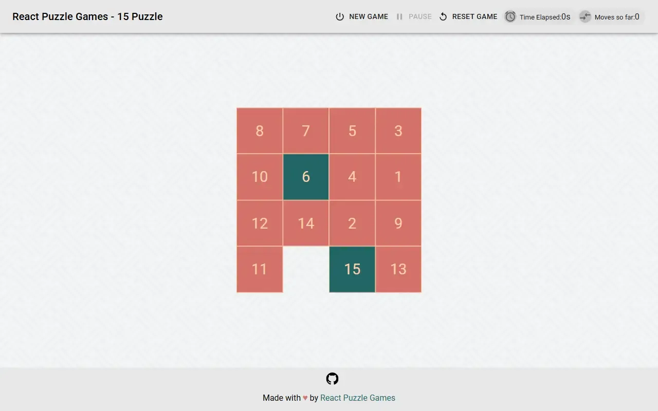 15 puzzle · 桌面端首页