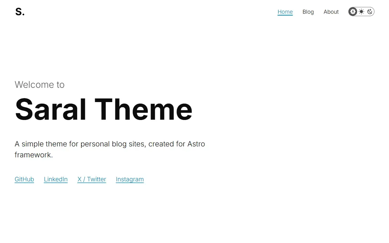 saral-theme-astro · 桌面端首页