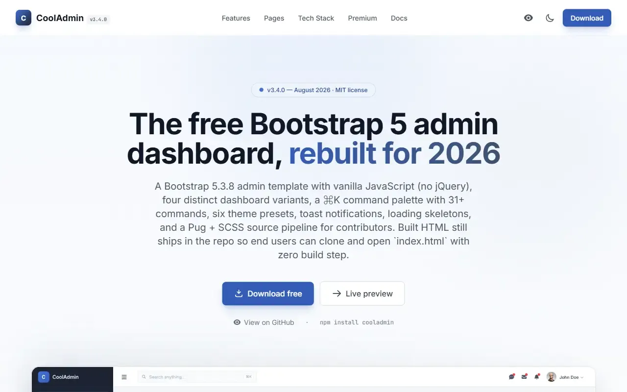 CoolAdmin · 桌面端首页