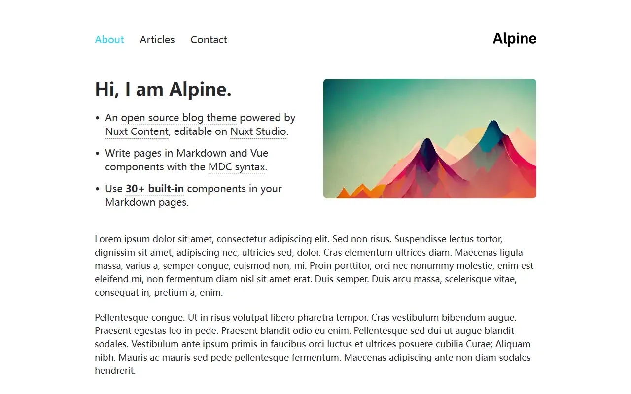 alpine-theme · 桌面端首页