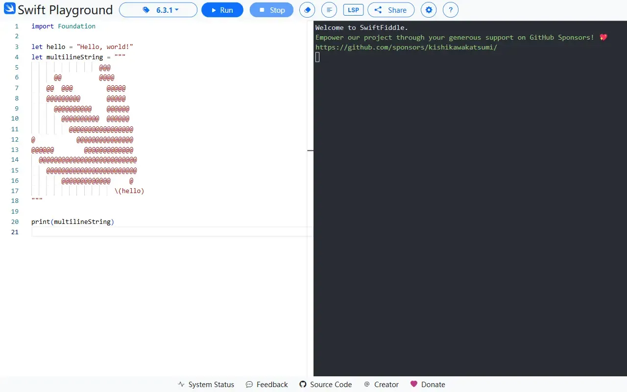 swiftfiddle web · 桌面端首页