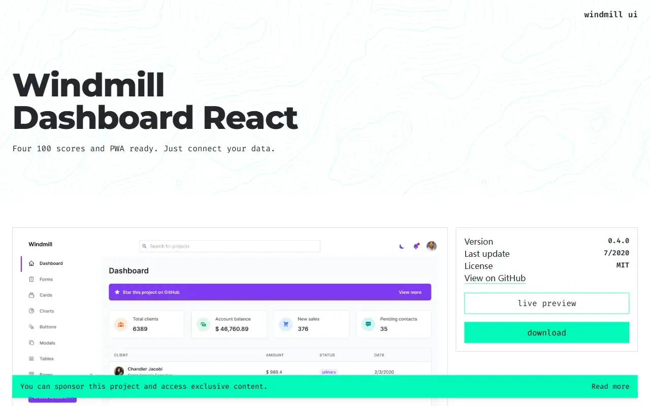 windmill-dashboard-react · 桌面端首页