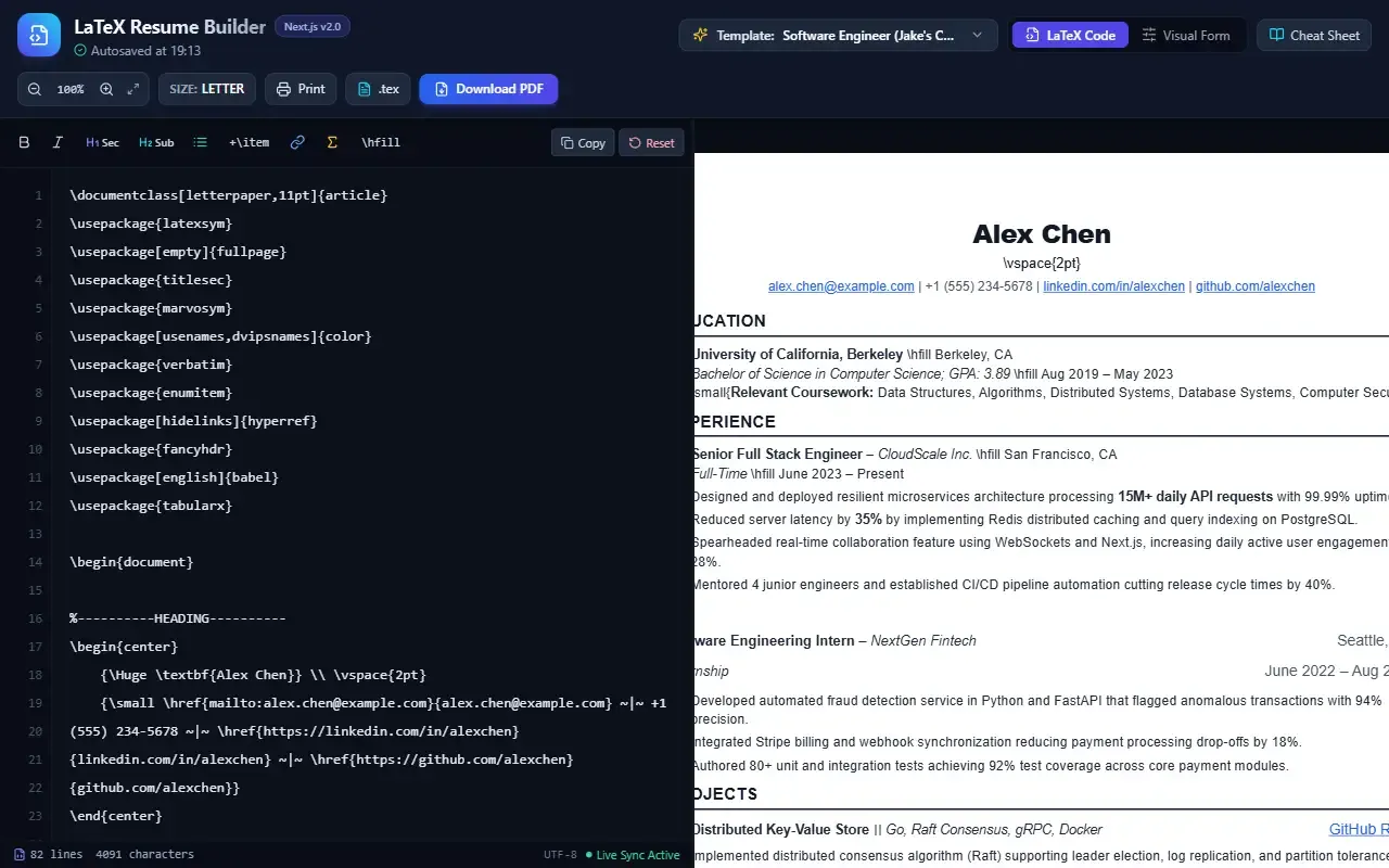 LaTeX Resume Builder · 桌面端首页
