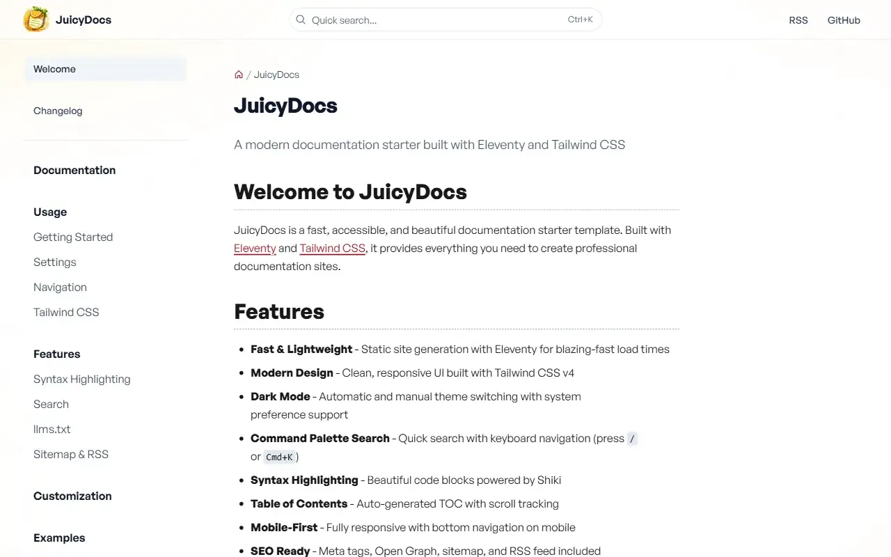 juicydocs-11ty-starter · 桌面端首页