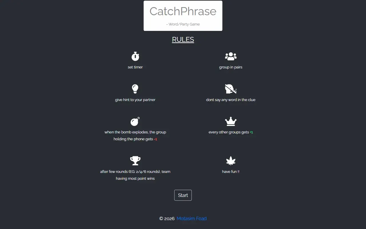 catchphrase word game react pwa · 桌面端首页