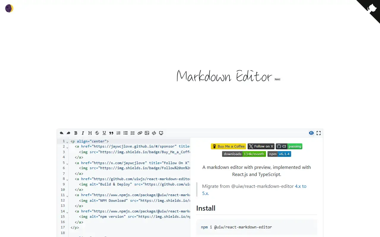 react markdown editor · 桌面端首页