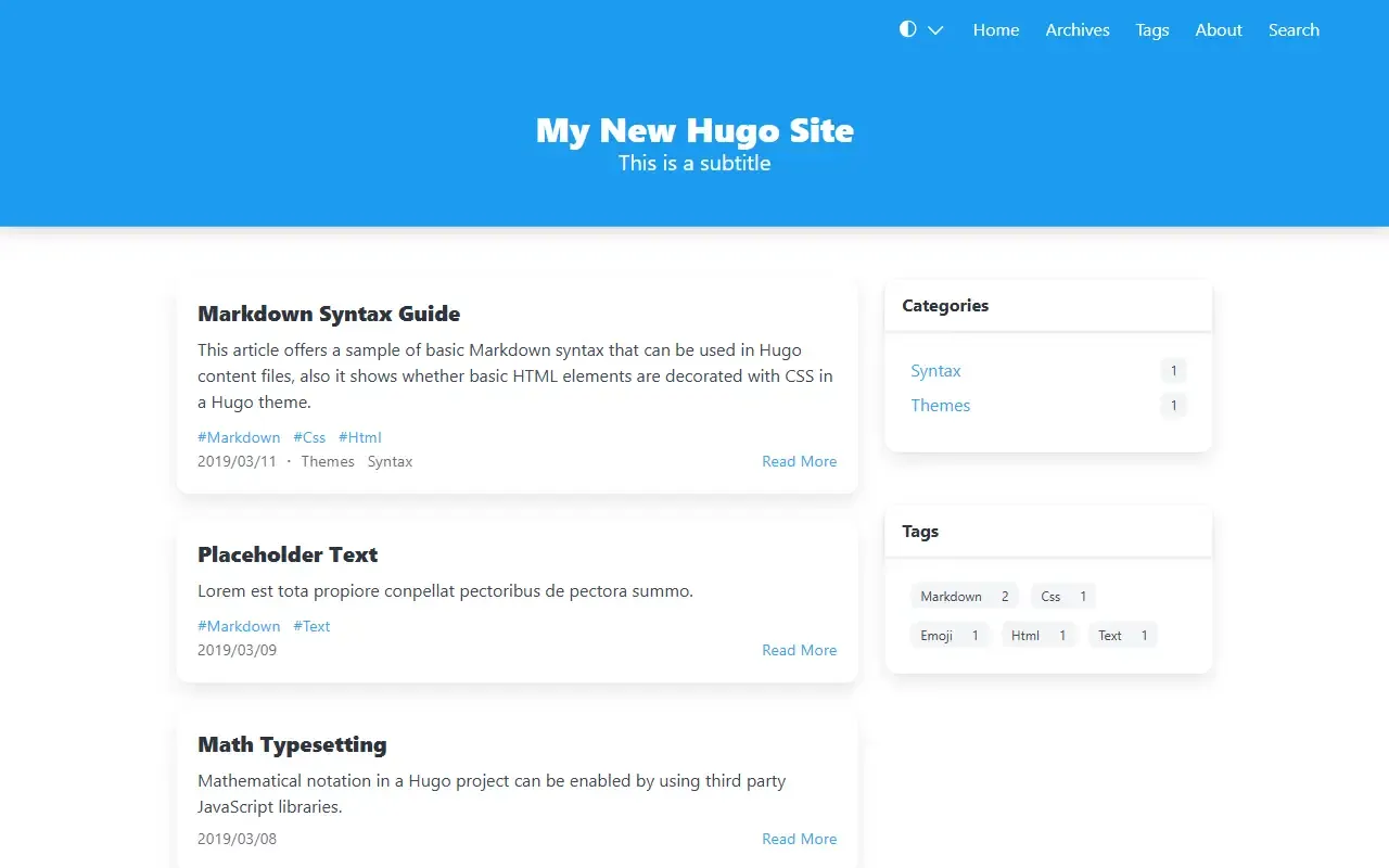 hugo-theme-hulga · 桌面端首页