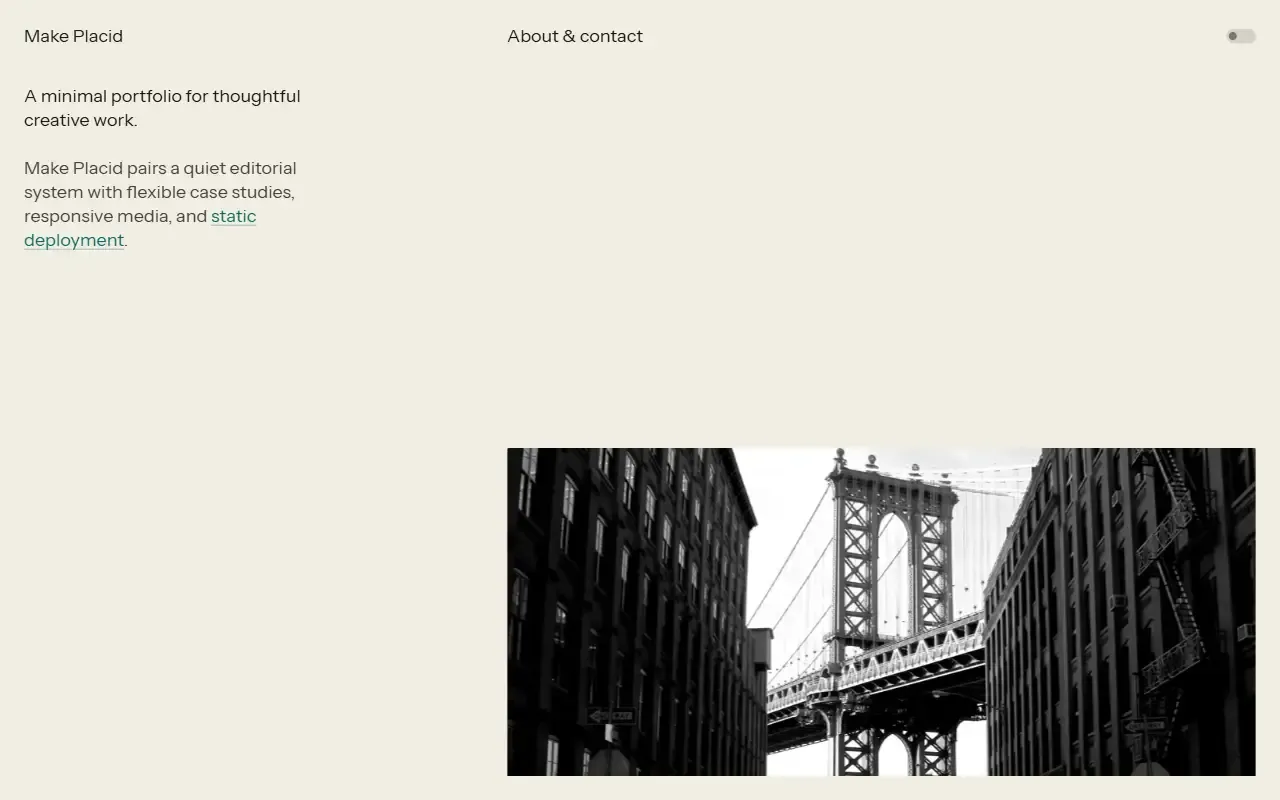 make-placid-portfolio · 桌面端首页