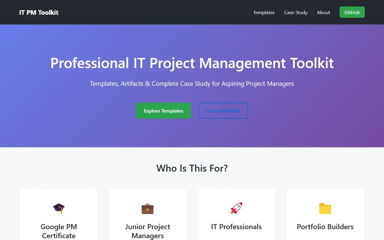 IT-Project-Management-Toolkit-Templates · 桌面端首页