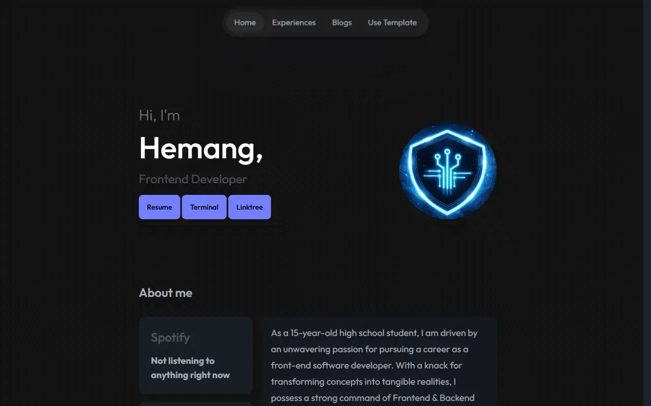 Portfolio-Template · 桌面端首页