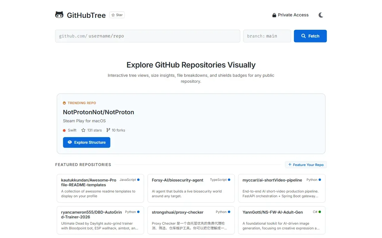 GitHubTree · 桌面端首页