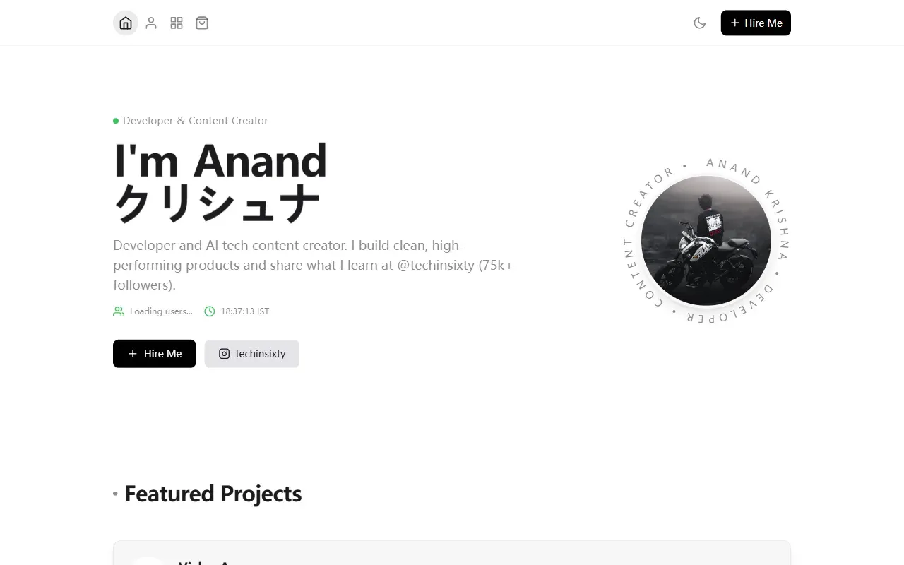 luffy-portfolio · 桌面端首页