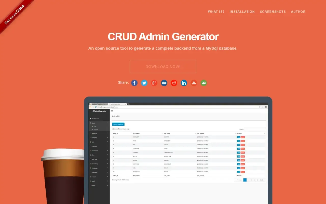 crud admin generator · 桌面端首页