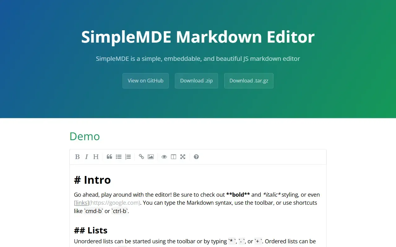 simplemde markdown editor · 桌面端首页