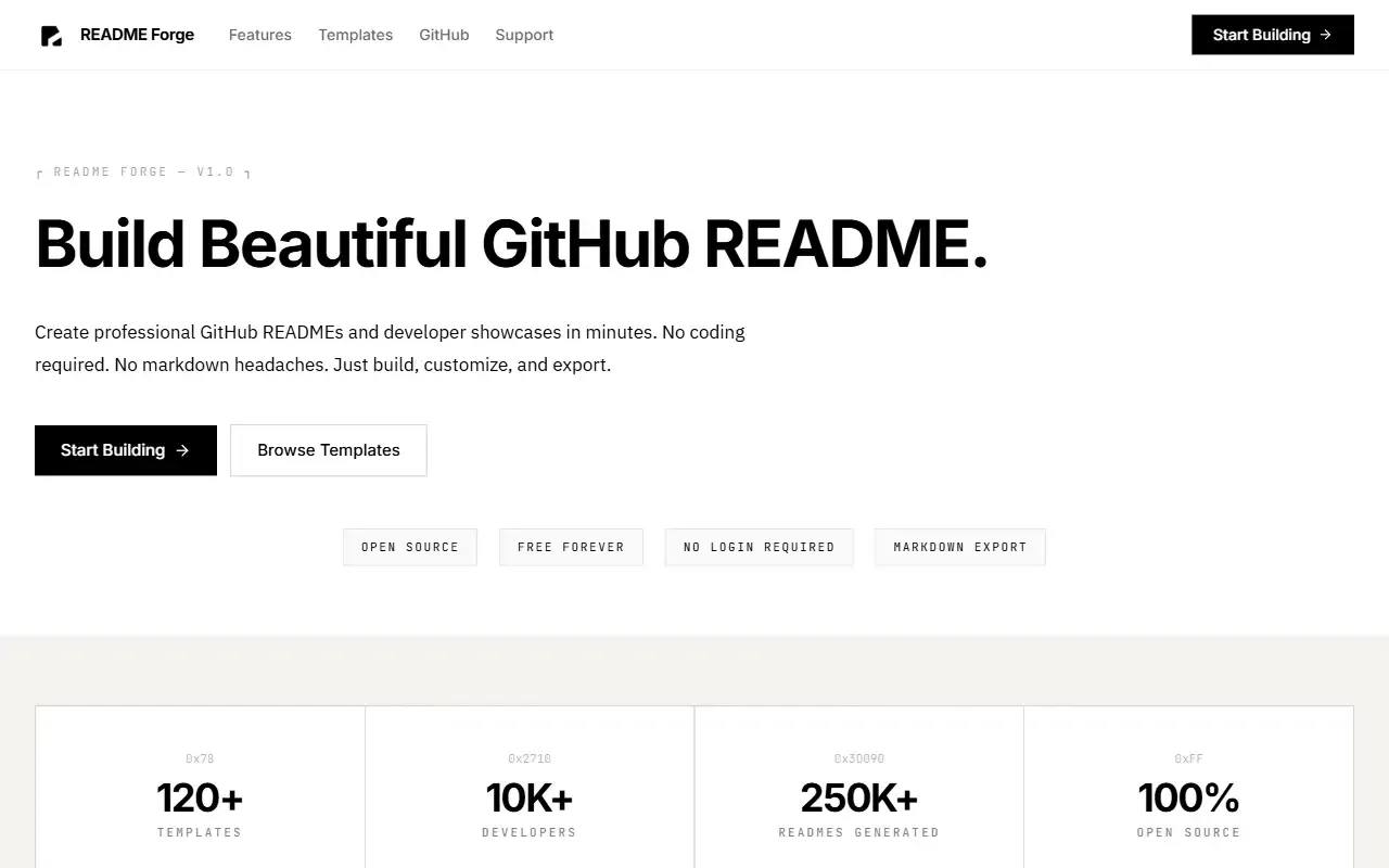 readme builder · 桌面端首页