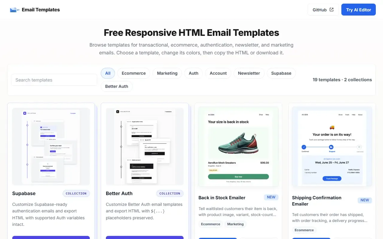 email-templates · 桌面端首页