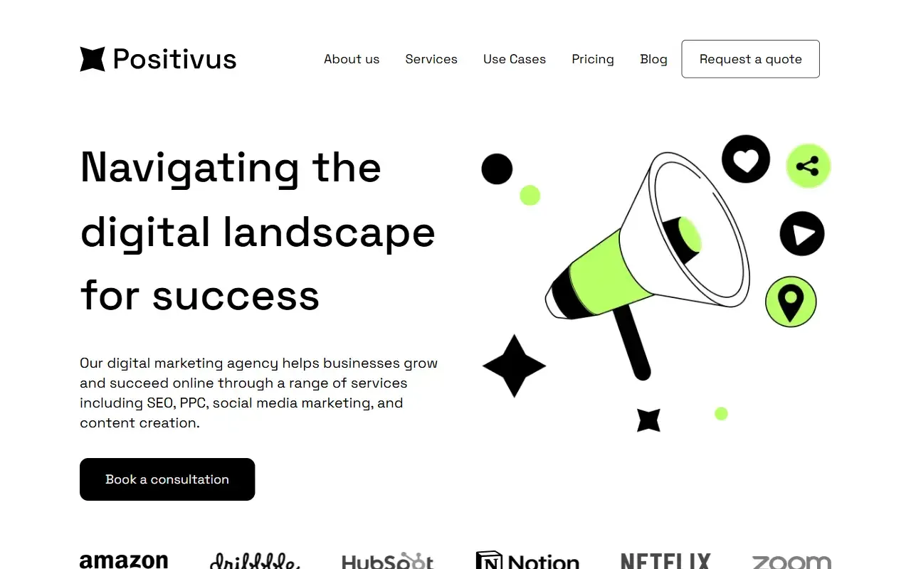positivus-landing-page · 桌面端首页