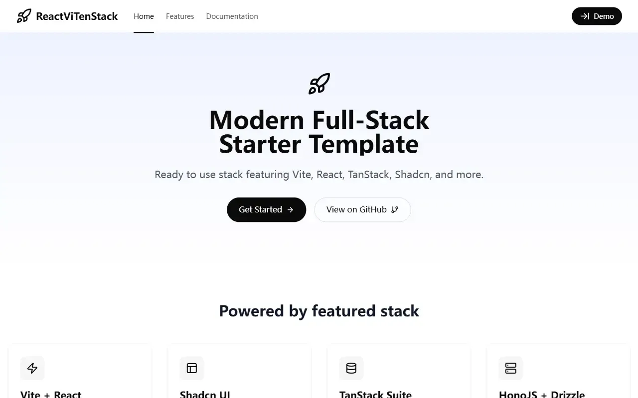 ReactViTenStack · 桌面端首页