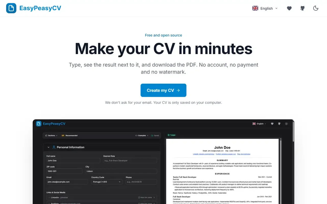 EasyPeasyCV · 桌面端首页