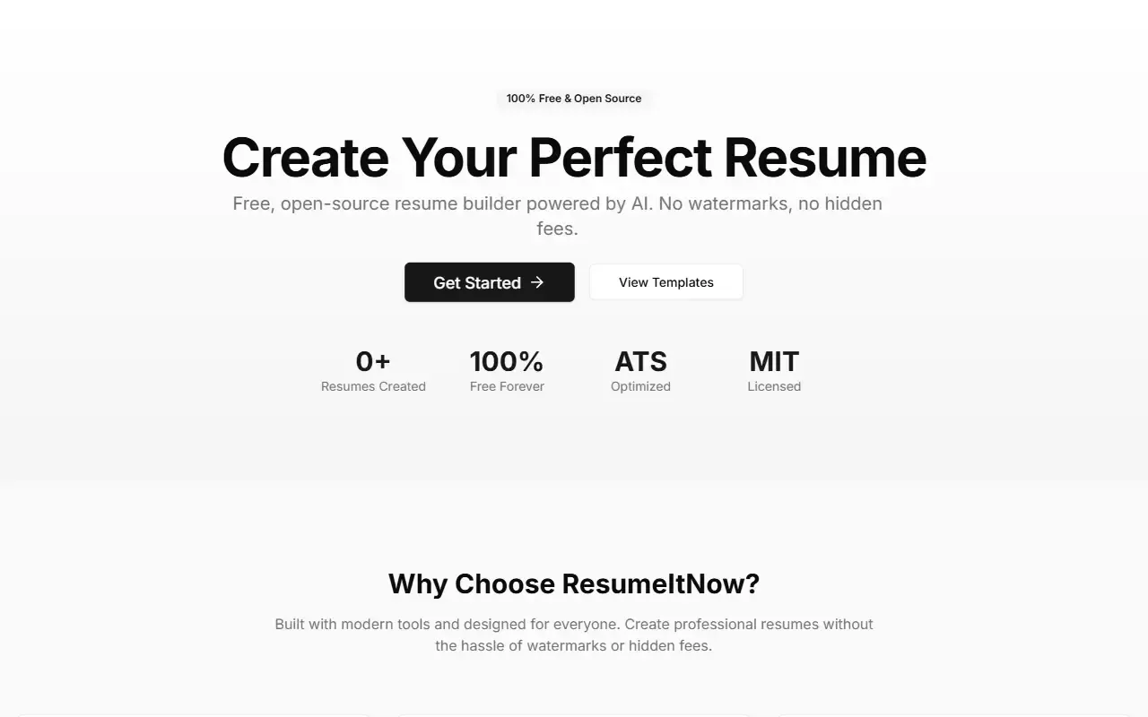 ResumeItNow · 桌面端首页