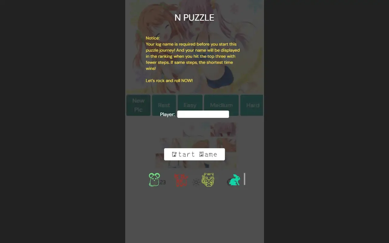 n puzzle · 桌面端首页