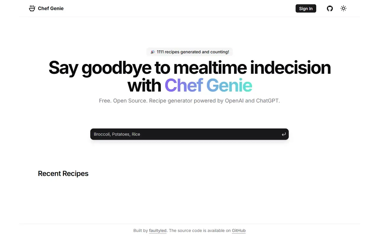chef gpt · 桌面端首页