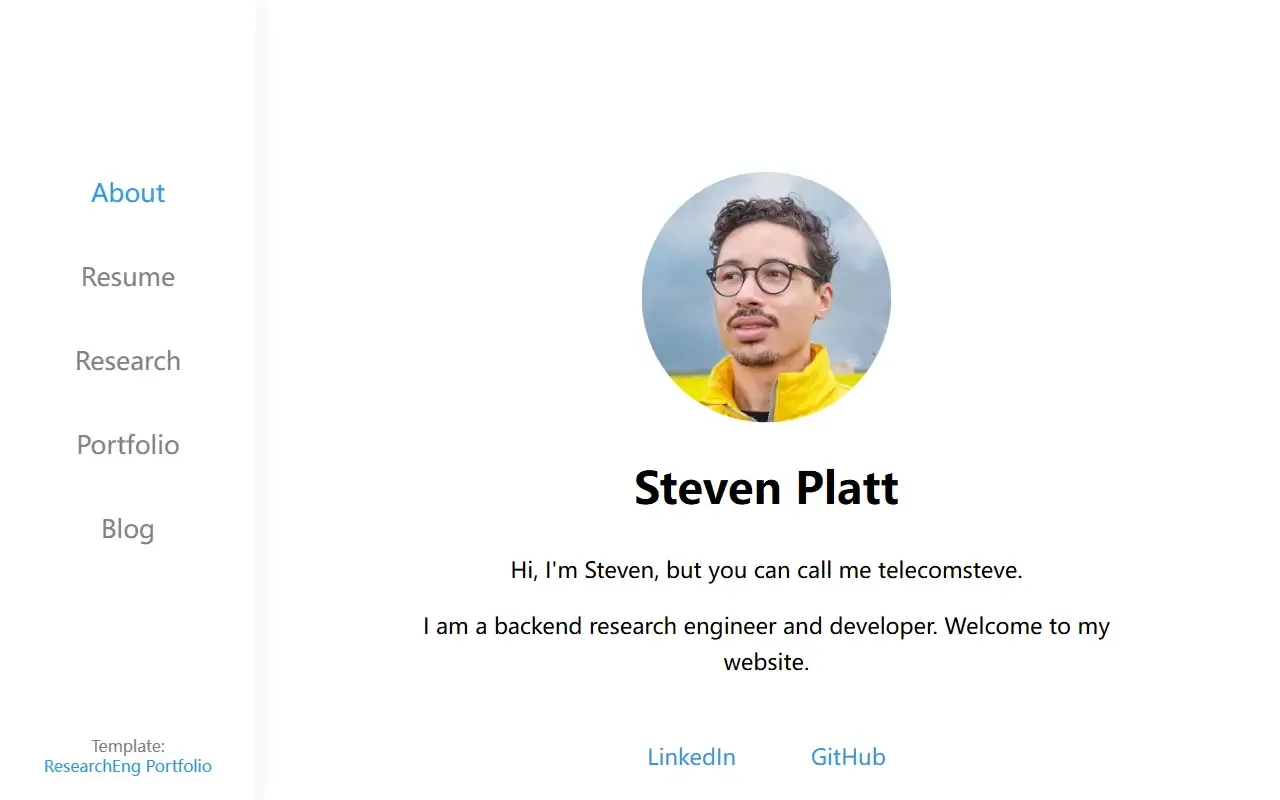 ResearchEng-Portfolio · 桌面端首页