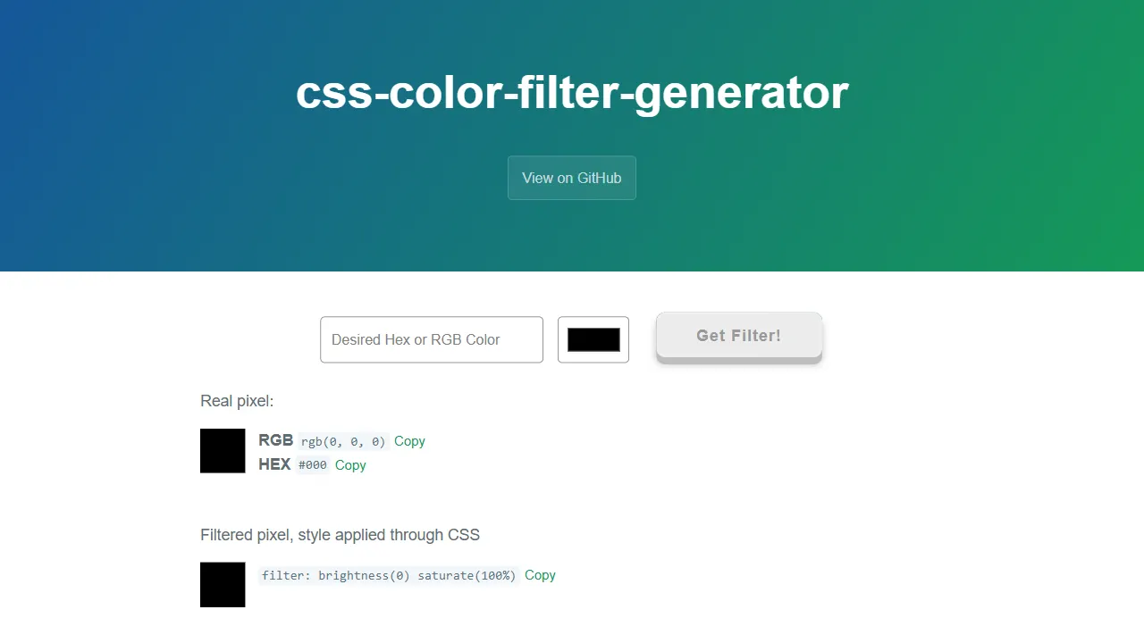 css color filter generator 网站模板截图