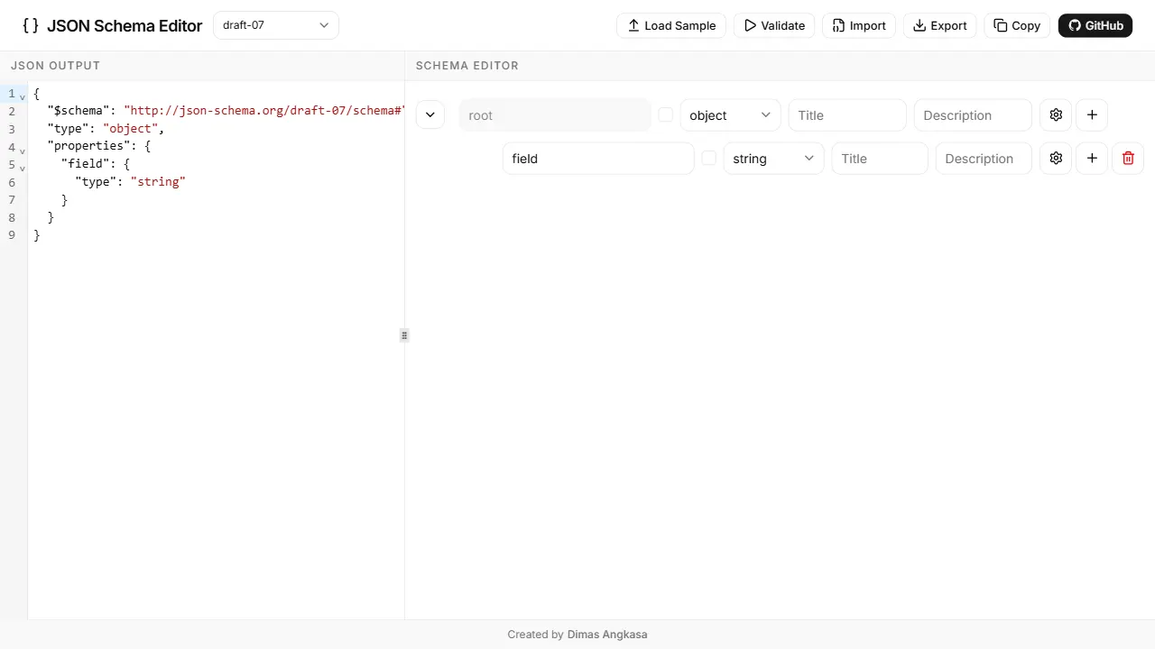 json schema editor 网站模板截图