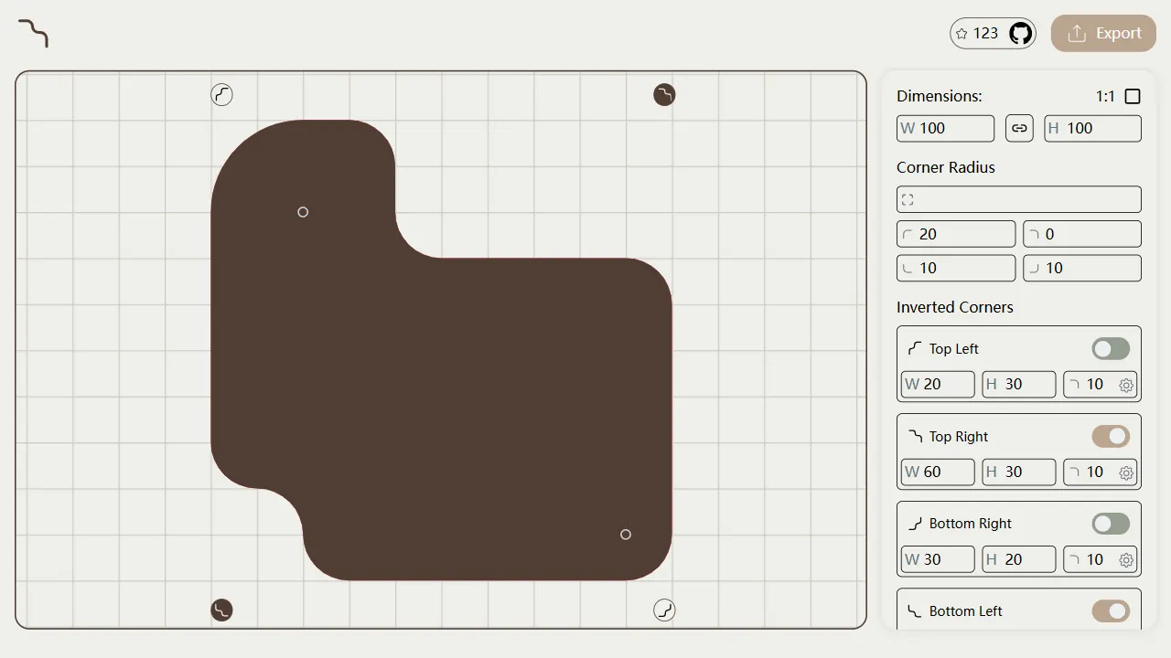 inverted corners generator 网站模板截图