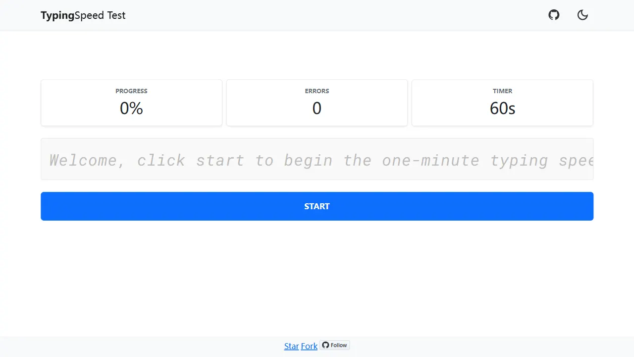 react one minute speed typing test ts 网站模板截图