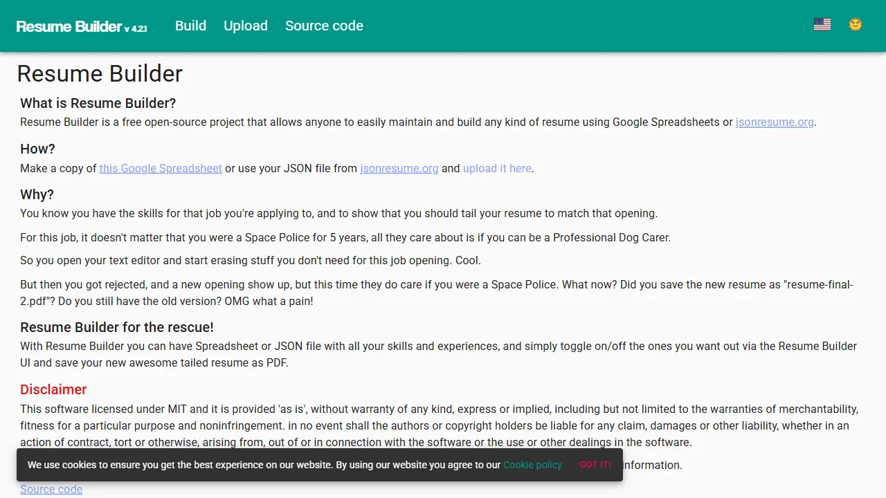 Resume Builder 网站模板截图