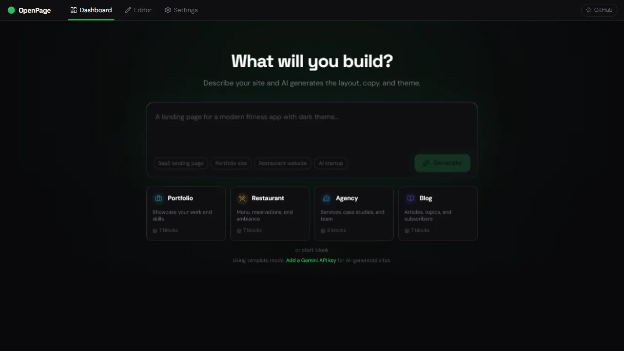 openpage 网站模板截图