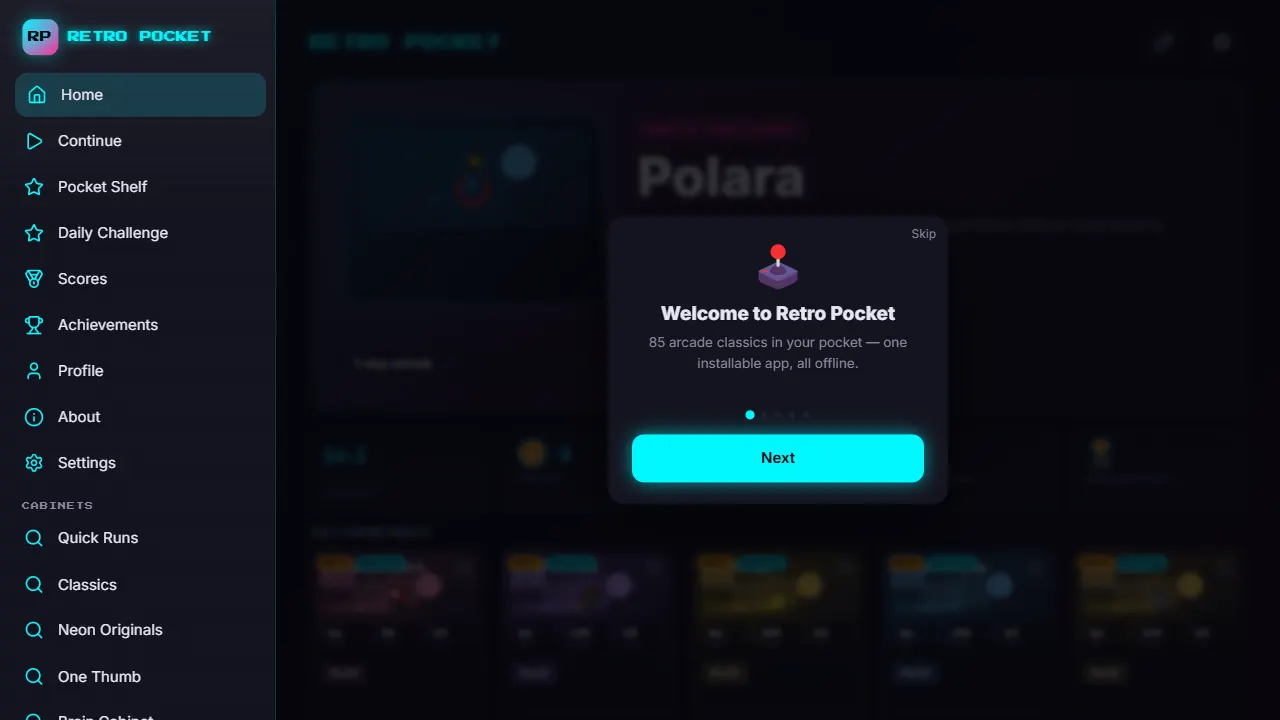 retro pocket games 网站模板截图