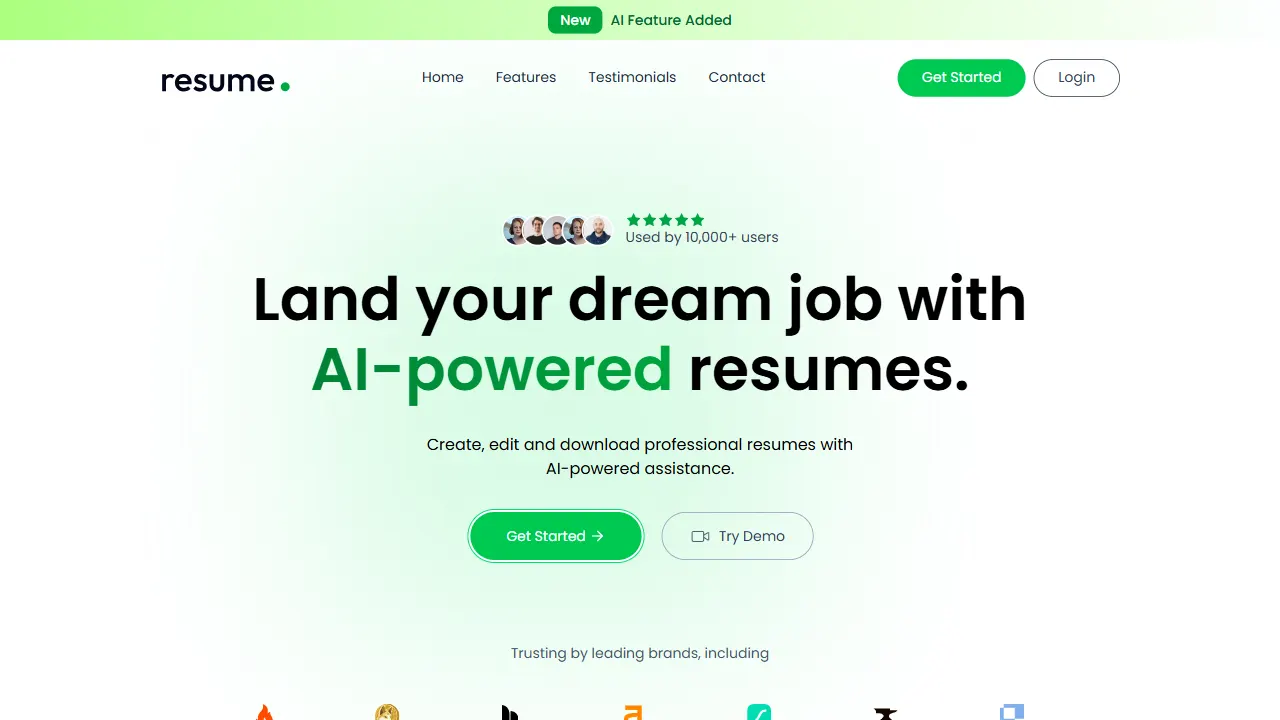 Resume Builder AI MERN 网站模板截图