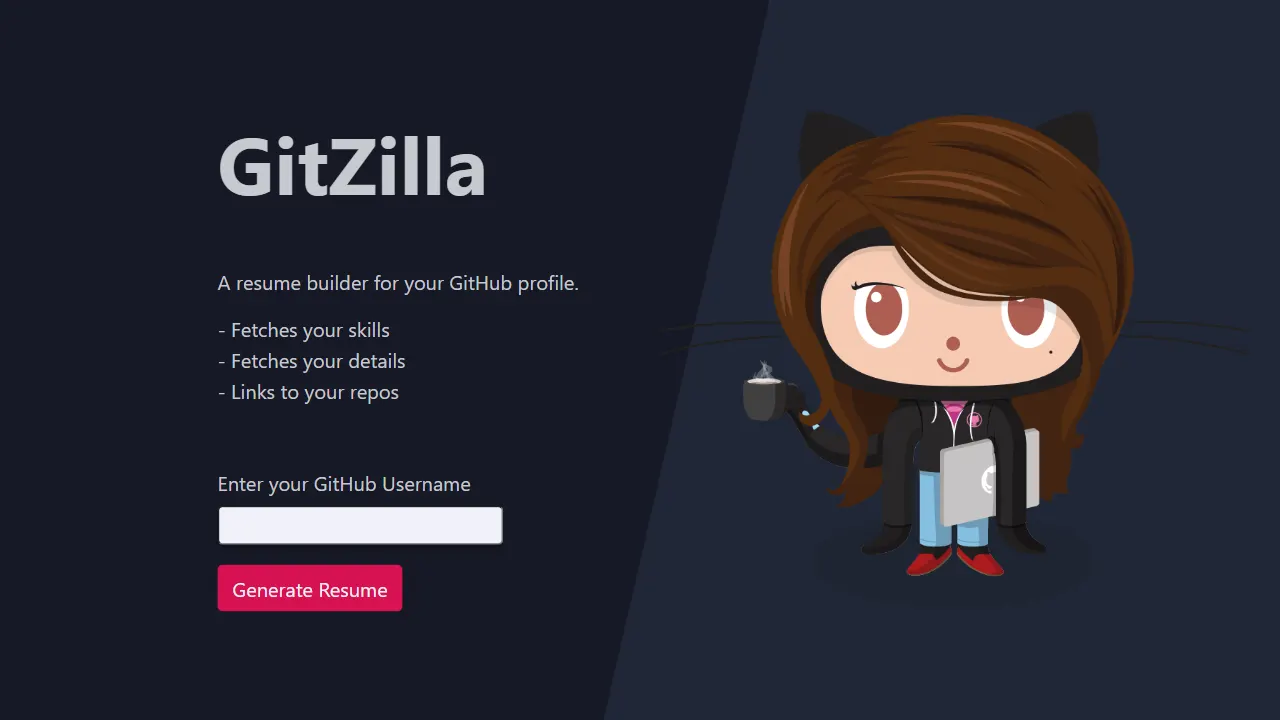 Gitzilla 网站模板截图