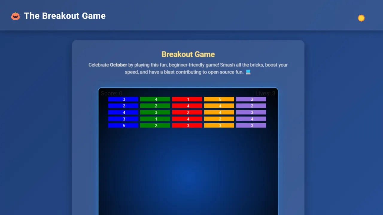 breakout game 网站模板截图