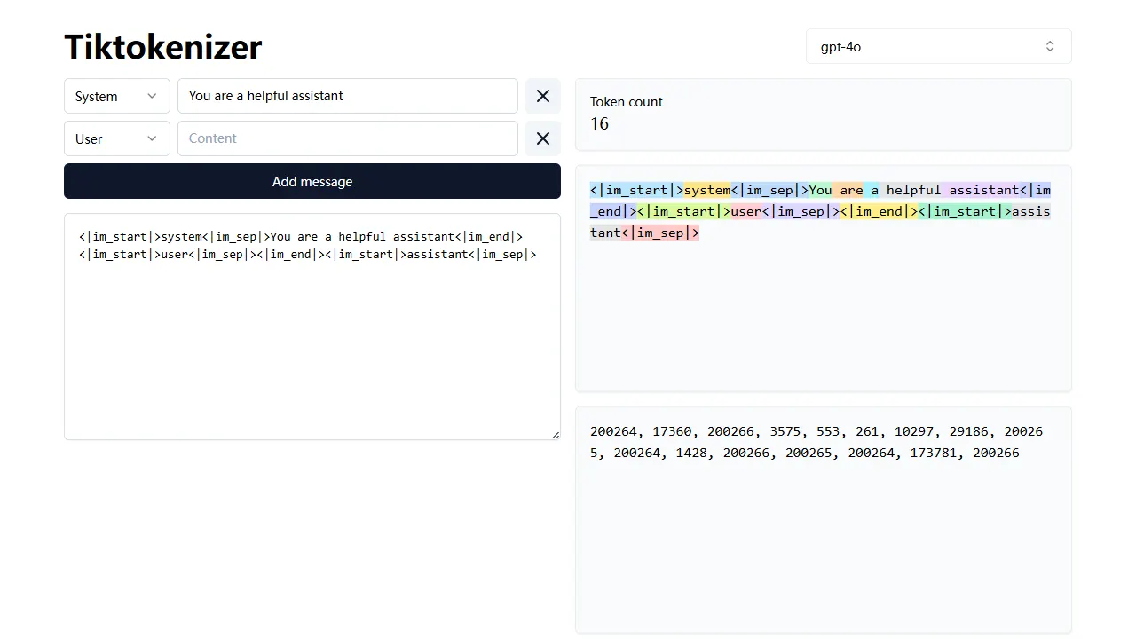 tiktokenizer 网站模板截图