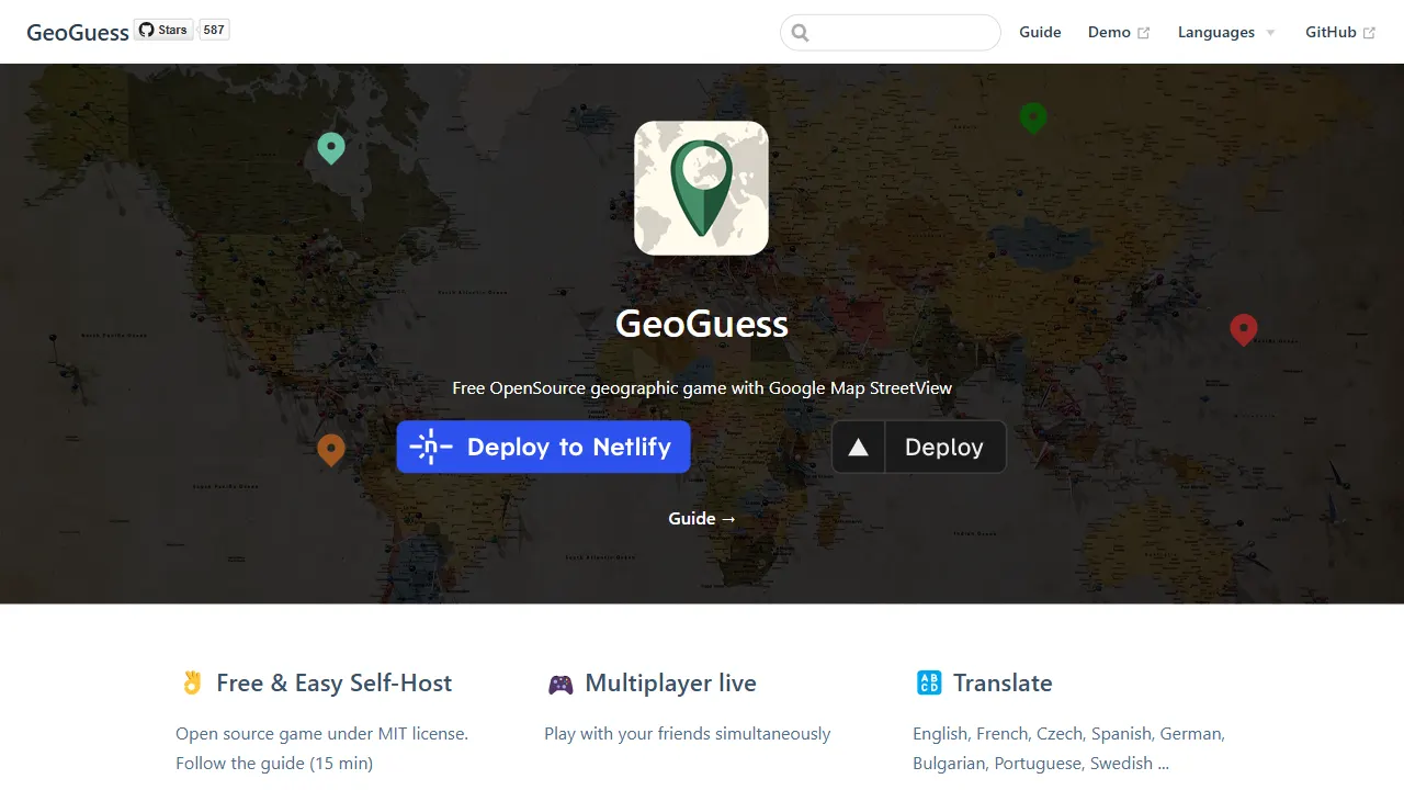 GeoGuess 网站模板截图